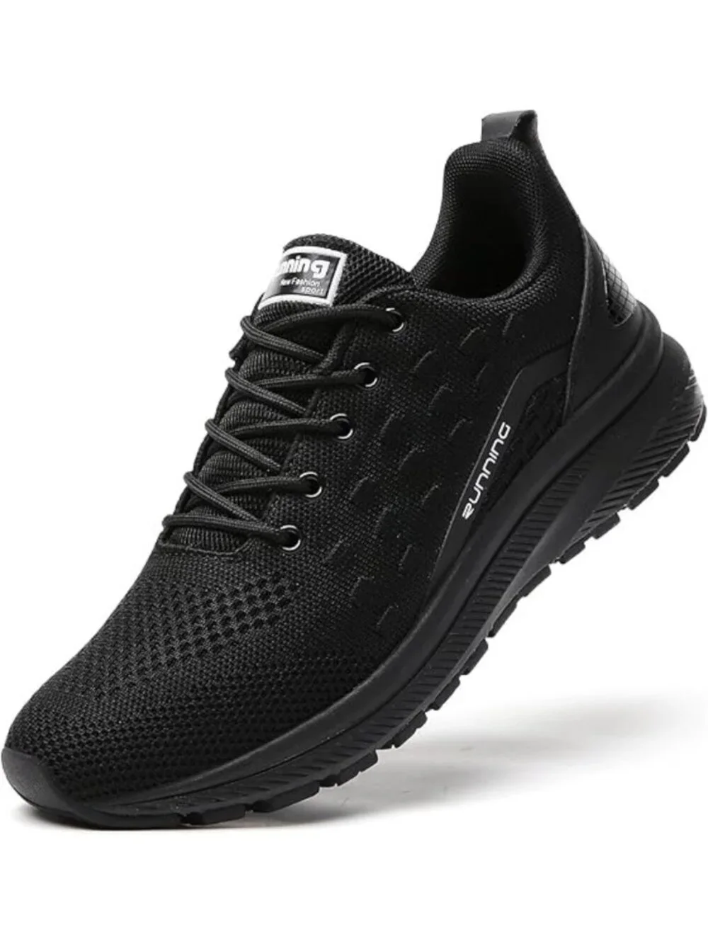 Women's All Black Mesh Sneakers Athletic Running Walking Shoes Lace-up